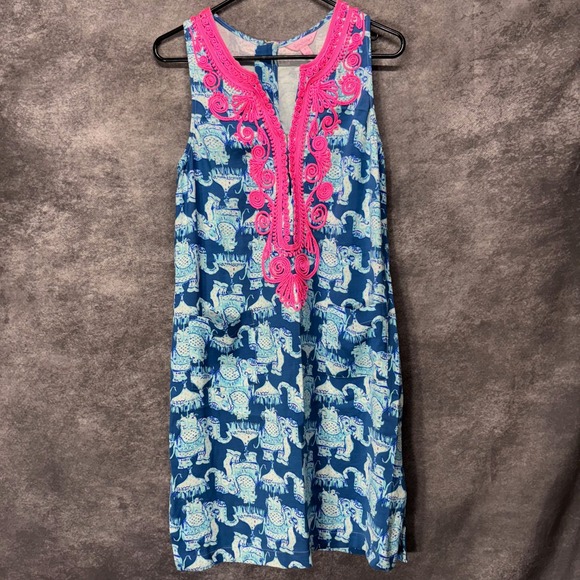 Lilly Pulitzer Dresses & Skirts - Lilly Pulitzer Carlotta Shift Dress Size 2 Joy Ride Elephant Print Embroidered